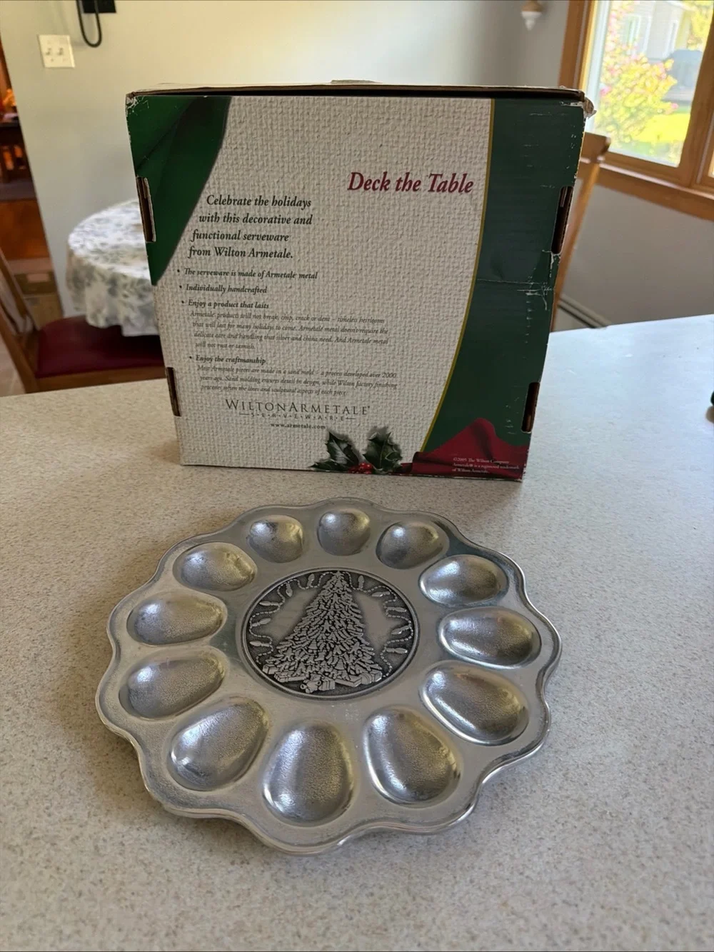 Wilton Armetale Pewter Holiday Tree Deviled Egg Server “tree light egg tray”